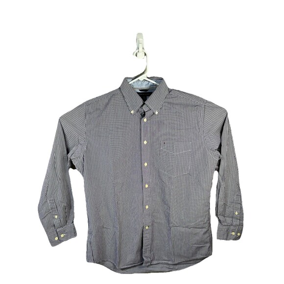 Tommy Hilfiger Button Down Shirt Mens Large LS Blue White Striped Mid 00’s - Picture 1 of 6